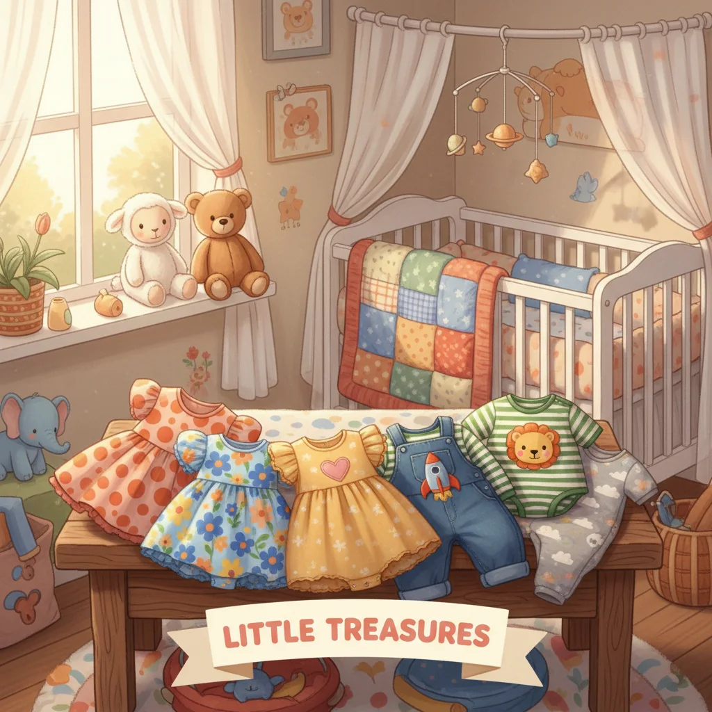 Vibrant collection of TheSpark Shop kids' clothes for baby boys and girls, featuring colorful and comfortable outfits in a playful setting.